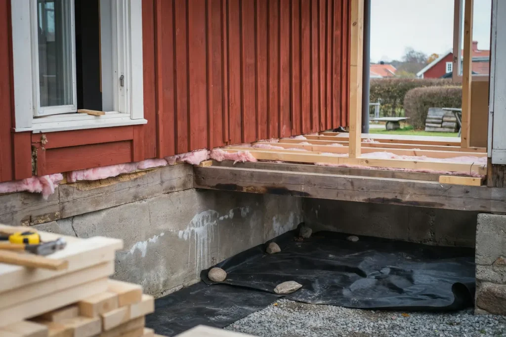 riva och terbygga fuktskadat tr bj lklag ver krypgrund